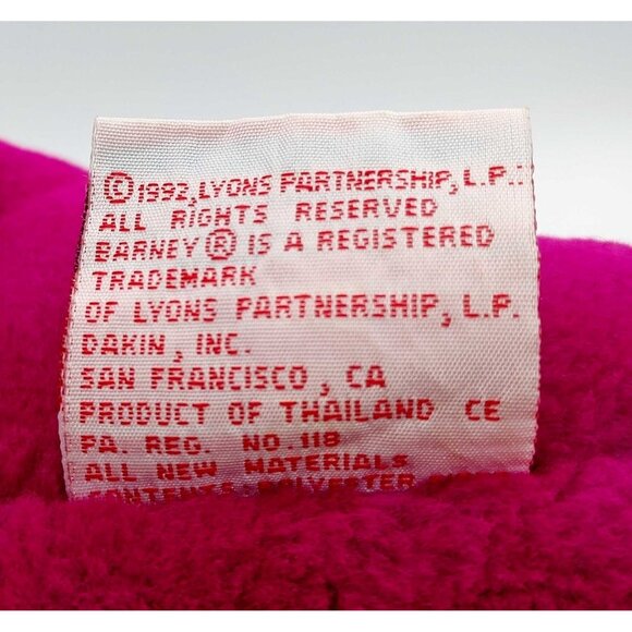 Vintage 1992 Barney The Dinosaur Plush 14” Lyons Group Stuffed Animal Dakin - Picture 6 of 6